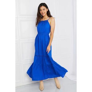 Heimish Spaghetti Strap Tiered Maxi Dress Royal Blue M